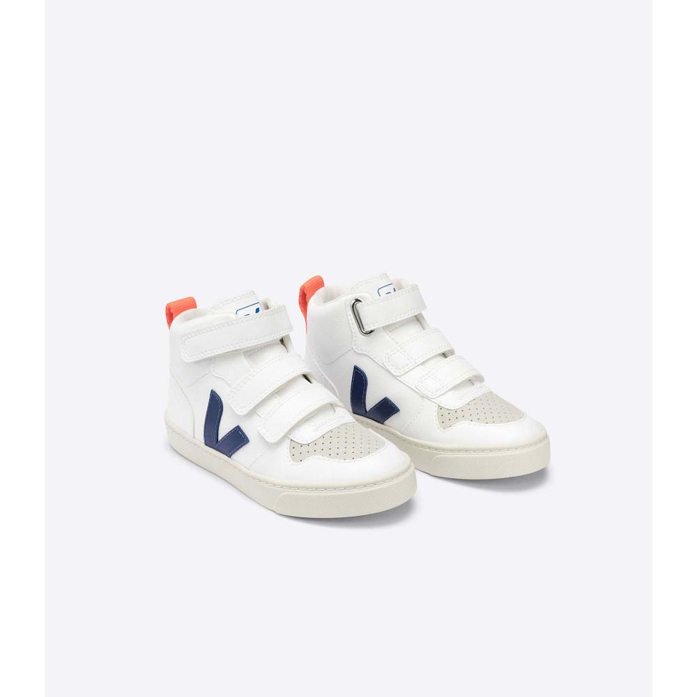 Veja V-10 MID CWL Kids' Shoes White/Blue/Orange | CA 796VRW